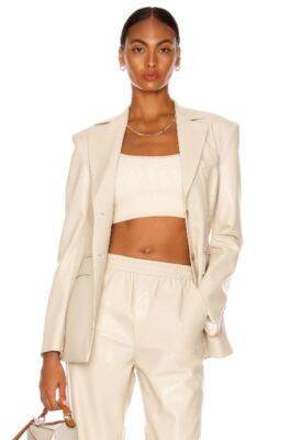 Nanushka Women's Creme Hathi Vegan Leather Blazer Size Small