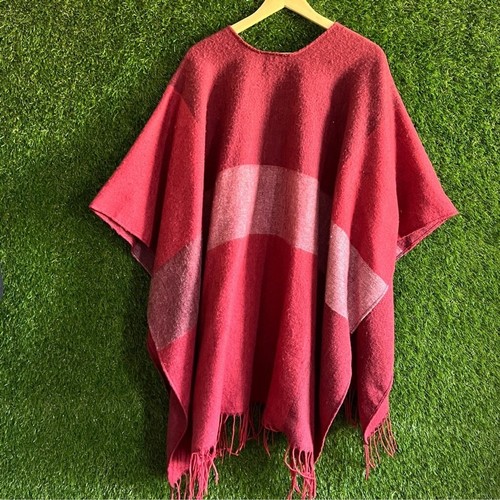 Woolrich Plaid Striped Fringe Cape Shaw Cowl One Size - Picture 2 of 6