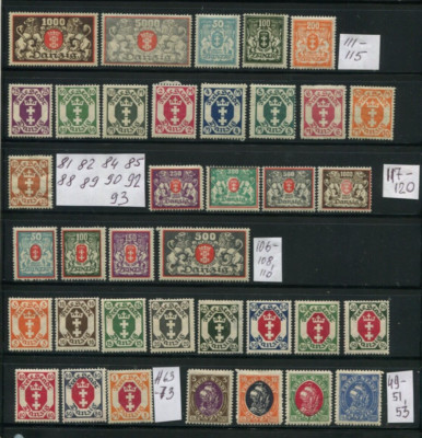 Danzig Stamps 1920s lot of 37 stamps, mix
