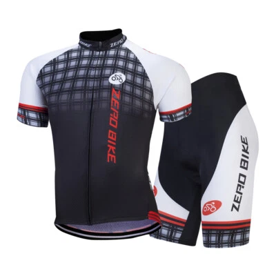 ZEROBIKE Herren Radfahren Radtrikot Set Fahrradtrikot Kurzarm Radhose mit Sitzpolster Z27