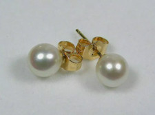 PERFECT 4-5mm AAA  White Akoya Perfect Round Cultured Pearl Stud Earring 14k