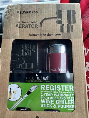 NutriChef Electric Wine Aerator Dispenser Pump Bottle Tap Machine Red