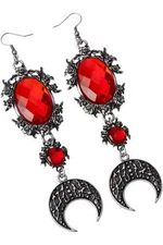 Killstar Worlds Away Crescent Moon Floral Gem Gothic Pendant Dangle Earrings