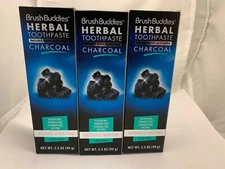 Brush Buddies Herbal Toothpaste Activated Charcoal Cool Mint 3 packs