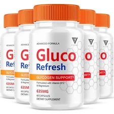(5 Pack) Gluco Refresh Glycogen Support Supplement GlucoRefresh (300 Capsules)