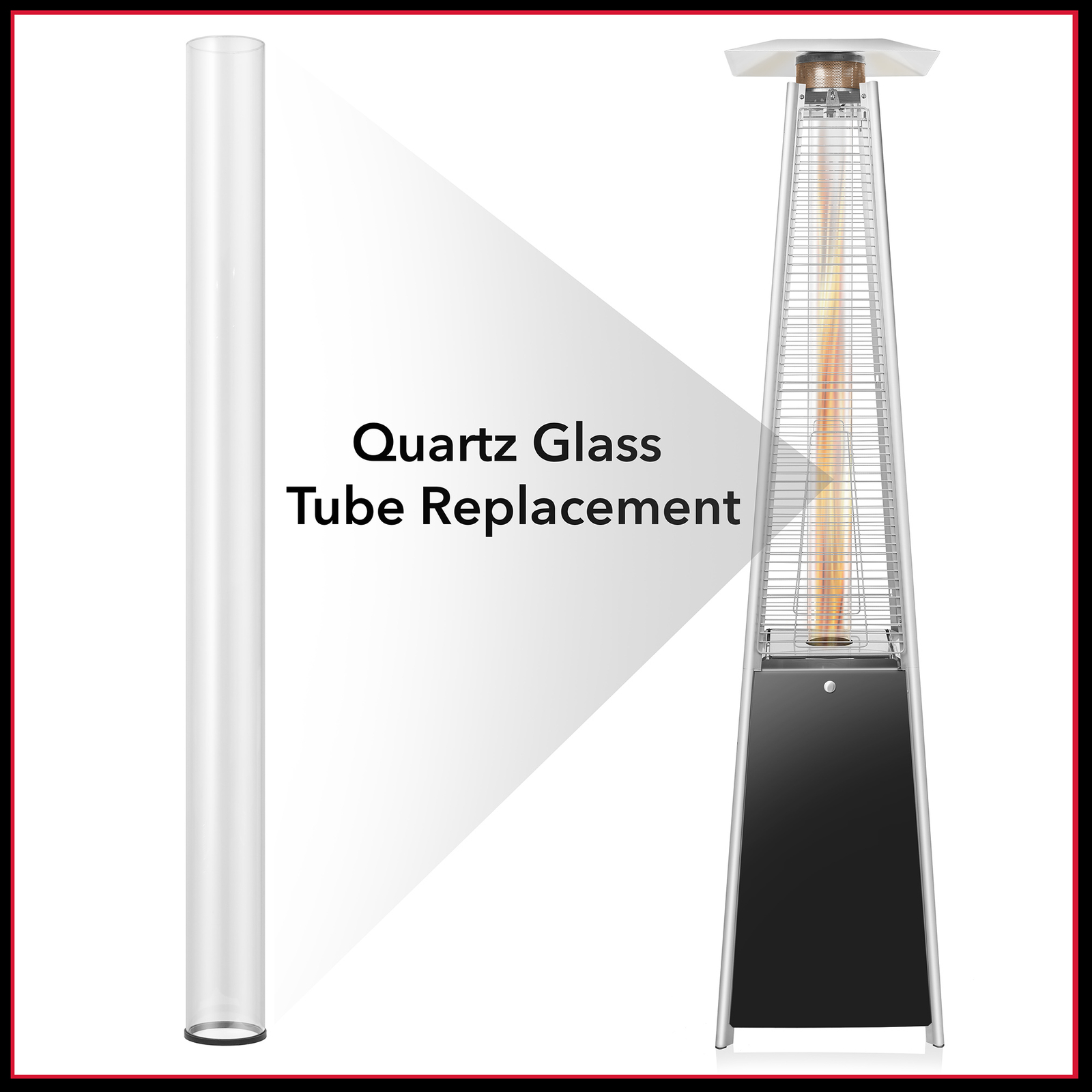 49" Tall Quartz Glass Replacement Tube for 4Sided Pyramid Outdoor