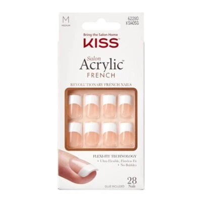 Kiss Square Acryl French Nägel und Kleber - Simple Life - 7 Tage getragen - 28er Pack
