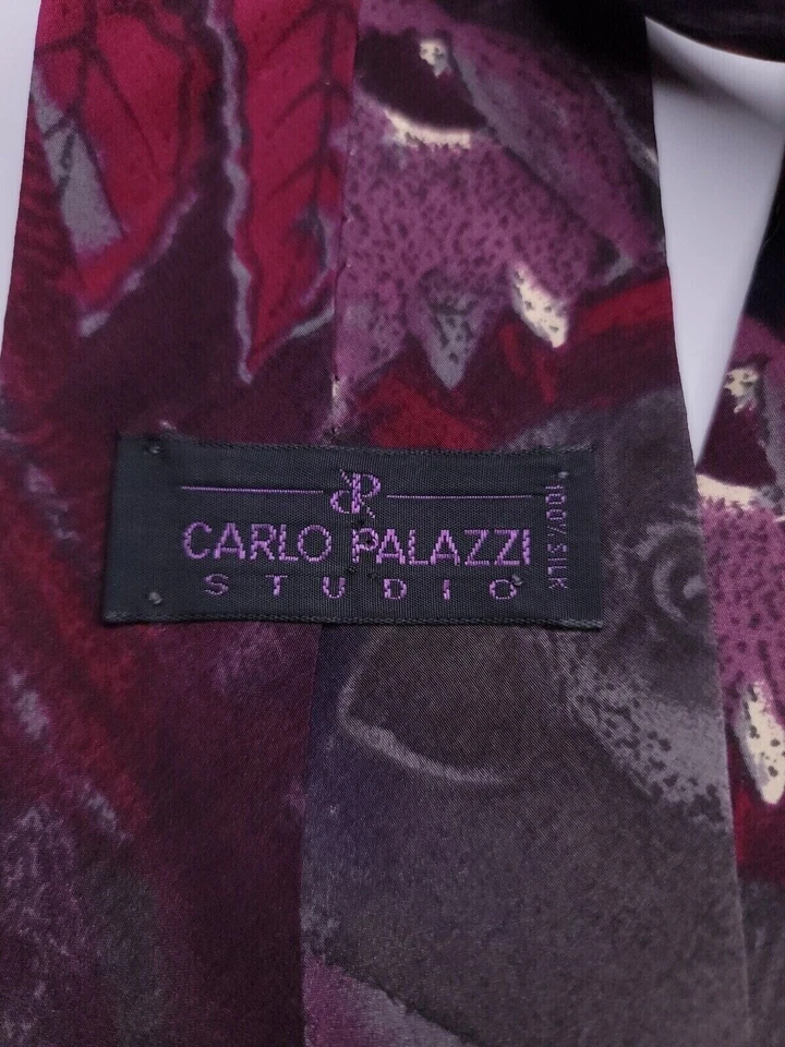 Corbata formal para hombre Carlo Palazzi 55"Lx3,75"W púrpura/gris Foto 3 de 4