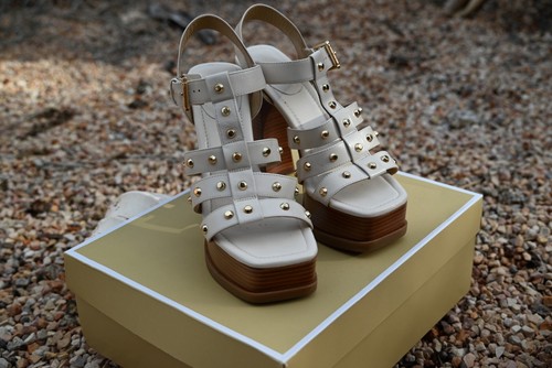 Michael Kors Jagger High Heel Platform Sandals AU Size 8.5 In Light Cream - Picture 4 of 15