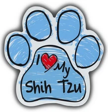 Scribble Paw Dog Magnets: I LOVE MY SHIH TZU | Cars, Trucks, Refrigerators