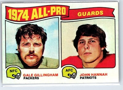 1975 Topps #205 1974 All-Pro Guards Gale Gillingham/John Hannah Packers/Patriots