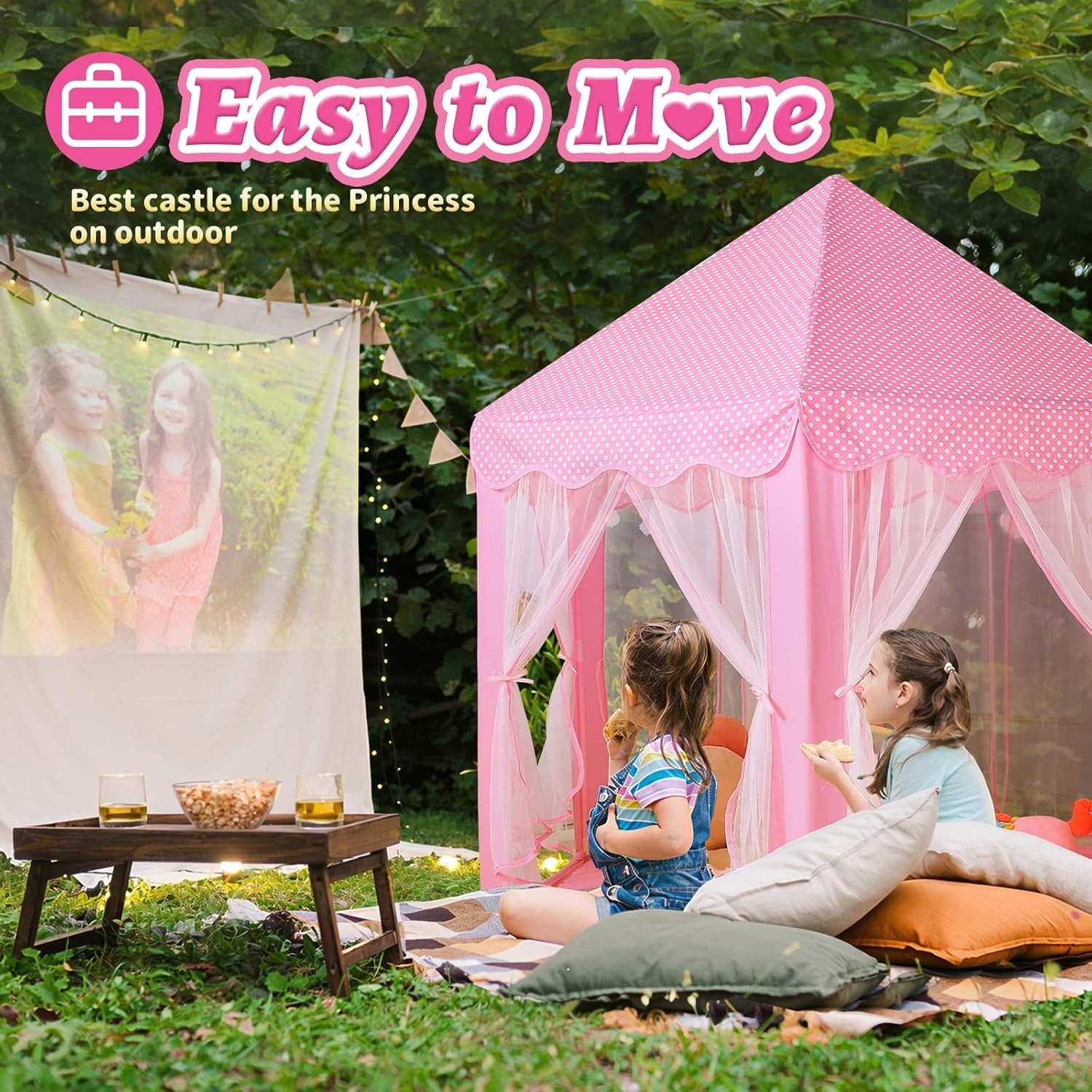Princess Castle Play Tent for Girls - Large 55'' x 53'' Playhouse with Star L...