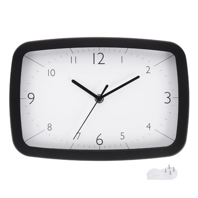 11 Inch Rectangle Wall Clock, Silent Non-Ticking Modern Wall Clocks, Black