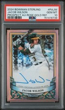 2024 BOWMAN STERLING PROSPECT AUTO PAJW JACOB WILSON ROSE GOLD REF /15 - PSA 10