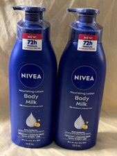 NIVEA Body Milk Nourishing Lotion, Dry Skin, Hyaluron Almond Oil 13.5oz x2