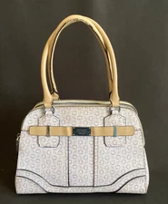 Guess Monogram Handbag  Women's  Purse Faux Leather White