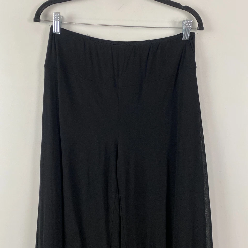 Petit Pois By Viviana G Black Wide Leg Pants Size Large Pull On Mesh - Image 2 of 4