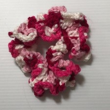 NWT Boho Valentines Ruffled Handmade Crocheted Hair Scrunchie
