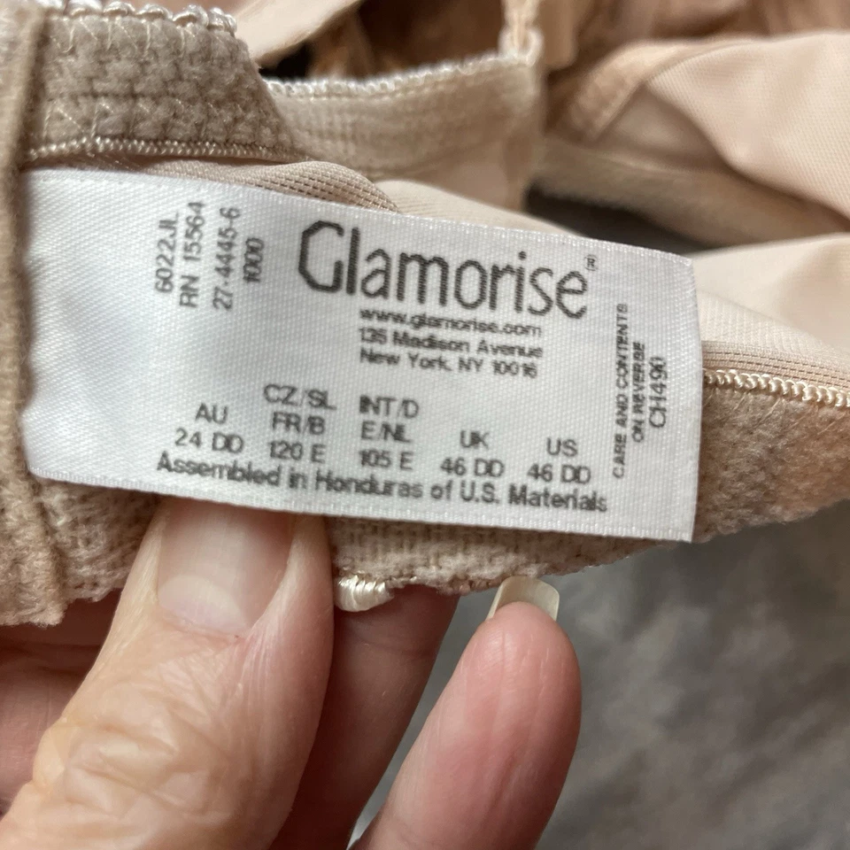 Sujetador Glamorise MagicLift Soporte Original Mujer 46DD Beige Encaje Inalámbrico Plus Foto 4 de 4