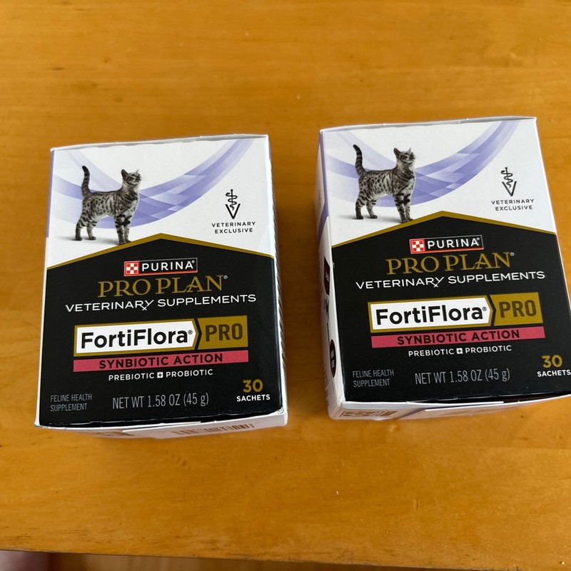 2 X Purina FortiFlora Probiotic Supplements for Cats 60 Sachets Total Exp 27 NEW
