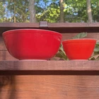 Vintage Pyrex Red Mixing Bowls #404 4qt #401 1 1/2 pint