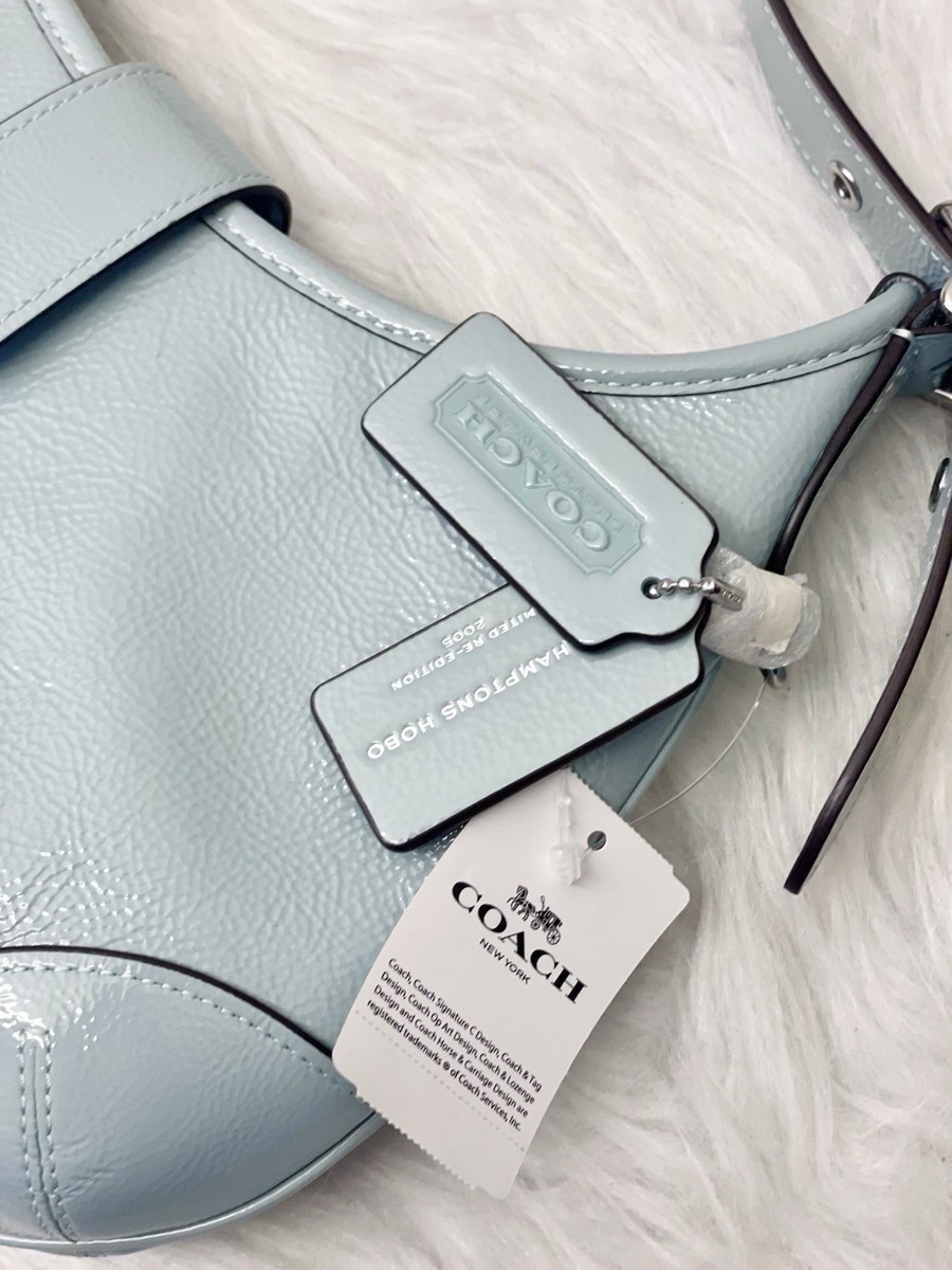 NWT COACH Hamptons Hobo Crinkle patent leather Shoulder Bag CAN33