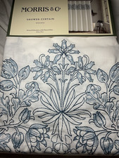 William Morris Co HYACINTH Floral Shower Curtain Cotton 72 x 72 Blue NIP