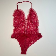 Adore Me Red Lace Lingerie Teddy m