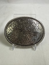 Nocona Men's Oval Scrolled Western Belt Buckle Silver