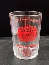 Vintage Holland House Cocktail Mix Jigger - Shot Glass -Ounces & Jigger Lines