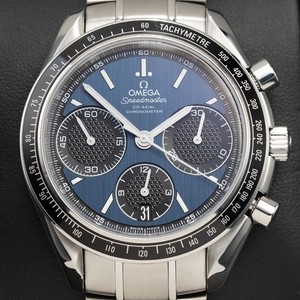 Omega Speedmaster Racing Stainless Steel Watch Blue Dial 40mm BOX & PAPERS