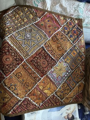Vintage South Asian Style Patchwork Textile Blanket Throw For Couch Or Bed