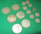 (15) 90% silver coins lot dimes & half dollars, Franklin Kennedy Walking Liberty