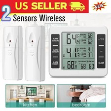 New Wireless Digital Refrigerator Freezer Thermometer Temp Alarm Dual Sensor Us New Wireless Digital Refrigerator Freezer Thermometer Temp Alarm Dual Sensor Us