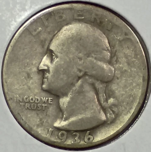 1936-D WASHINGTON QUARTER 90% SILVER (Good Details) KEY DATE