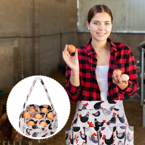 2 Pcs Egg Collecting Apron Chicken Egg Gathering Basket with 7 Pouches Holdin... - Picture 5 of 6