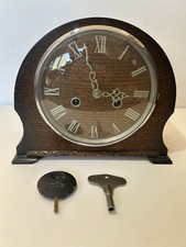 Smiths Enfield Vintage Mechanical Mantel Clock Brown With Pendulum & Key