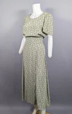 Francescas Allana Green Floral Open Back Midi Dress Ditsy Cottagecore Sz Medium