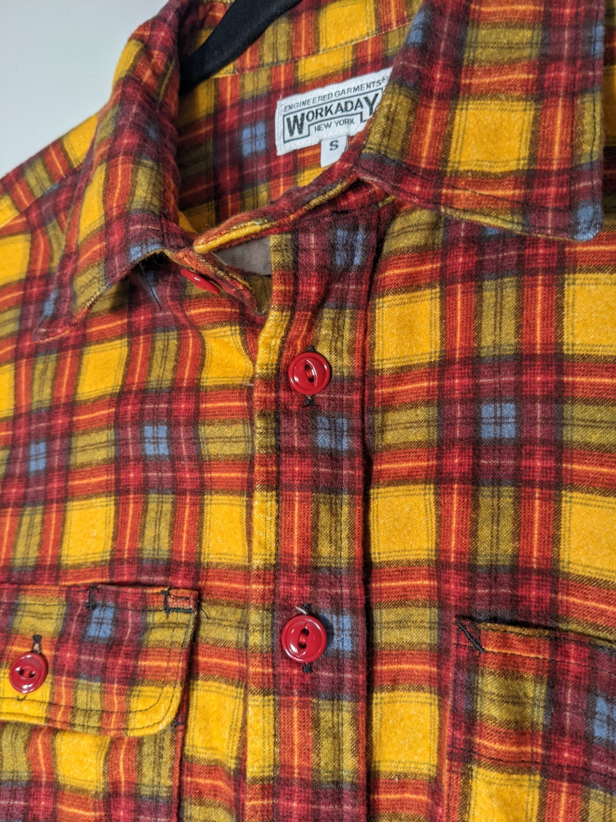 Engineered Garments Plaid Flannel Loop Collar Wor… - image 3
