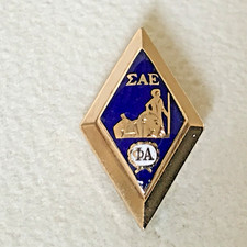 10k Gold Sigma Alpha Epsilon Fraternity Pin SAE Enamel & Gold Pledge Pin 2.46g