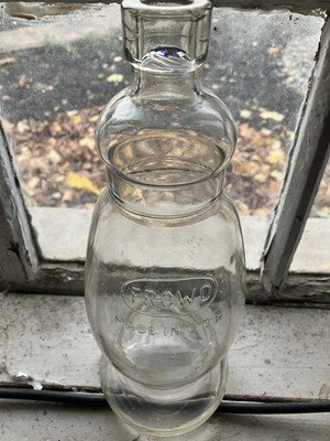 NEU DDR Alte FROWO Glasflasche für Petroleum oder Lampenöl Made in GDR aus OVP