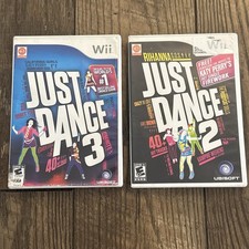 Nintendo Wii Just Dance 2 and 3 Video Game Bundle Lot Set Pack 40+ Songs 
