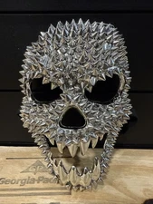 Silver Smiling Skull Silver Spiked Holloween Mask 