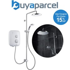 Mira Elite SE Pumped Electric Shower Dual Outlet 9.8kW White Chrome + Diverter