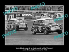 Rhodes & Neal Racing Their Morris Mini Cooper S 1968 Large Historic Old Photo