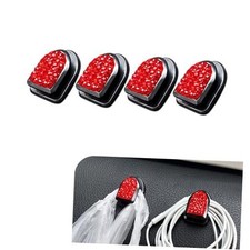 Car Bling Mini Hooks, 0.98" x 1.18" ABS Rhinestone Hanging Auto 4 PCS Red