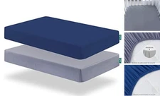 s for Boys 2 Pack, Fitted for Standard Crib Mattress, Crib Sheet Grey & Navy