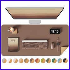 Double-Sided Desk Pad, 31.5"x15.7"Leather Desk Mat, Eco Cork Desk Pad Protect...