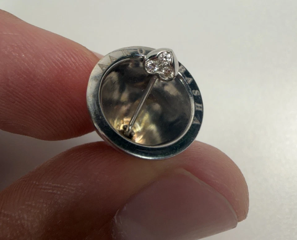 Colgante Aaron Basha Oro Blanco 18K Diamante Esmalte Campana Dije Hecho en Italia Foto 4 de 4