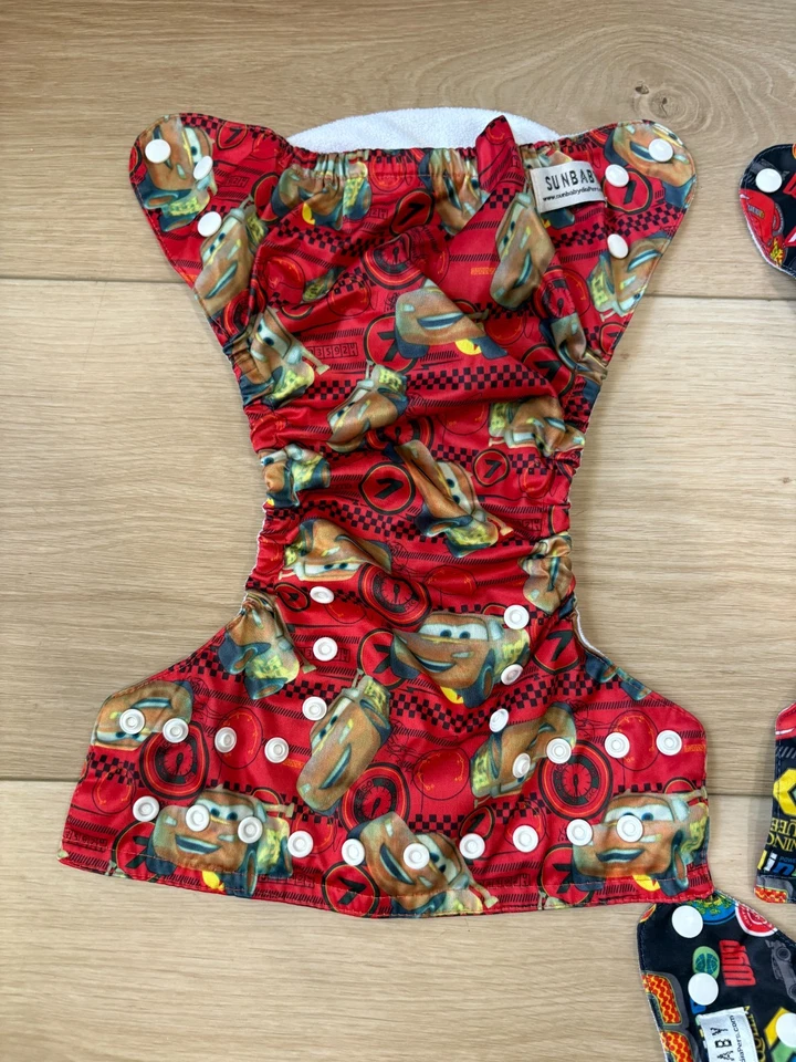 SUNBABY Reusable Cloth Diaper Lot 4 Size OSFM Disney Cars Planes PUL Pockets - Image 4 of 4